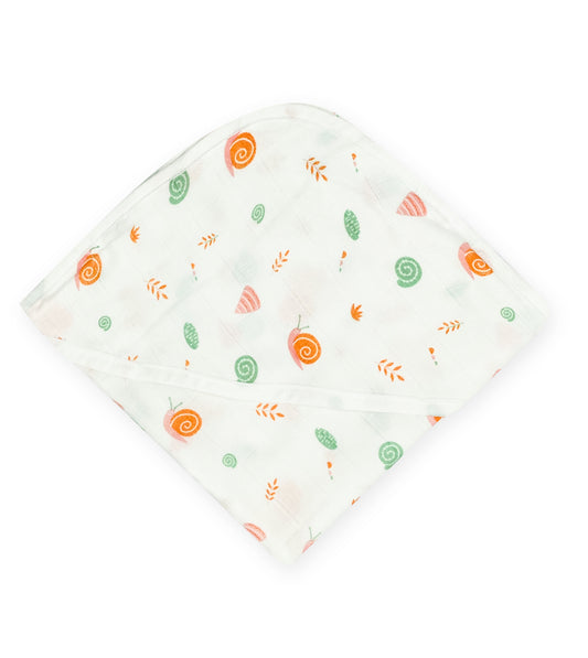 Cotton Muslin Hooded Towel for Newborn Baby -Snail