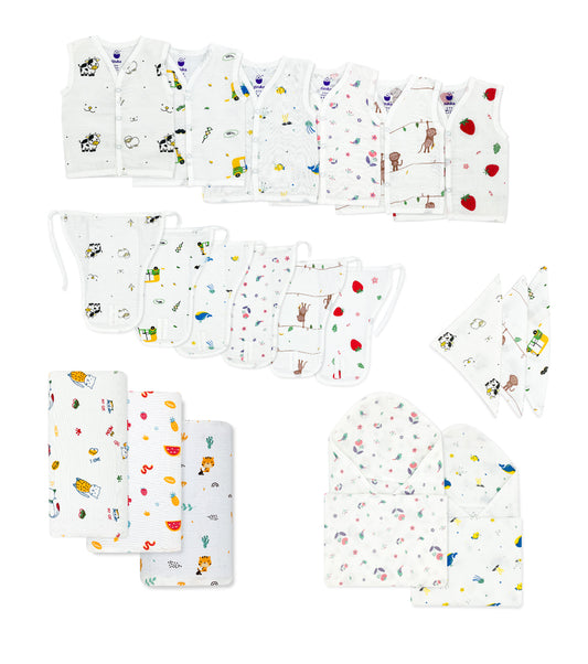 Hospital Kit /Gift for Newborn -100% Muslin Baby Essentials -20 Pcs Gift Box