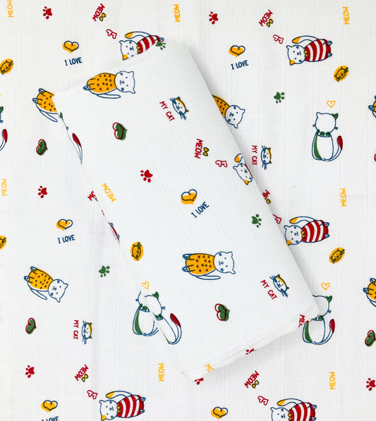 Children's patterned paper with cartoon animals and text on a white background