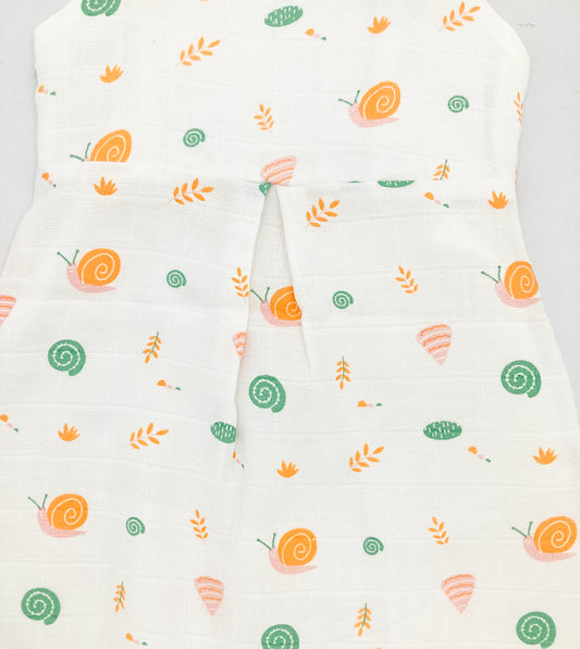 Muslin A Line Frock for baby Girl -Sleeveless Dress -Snail - zizuka