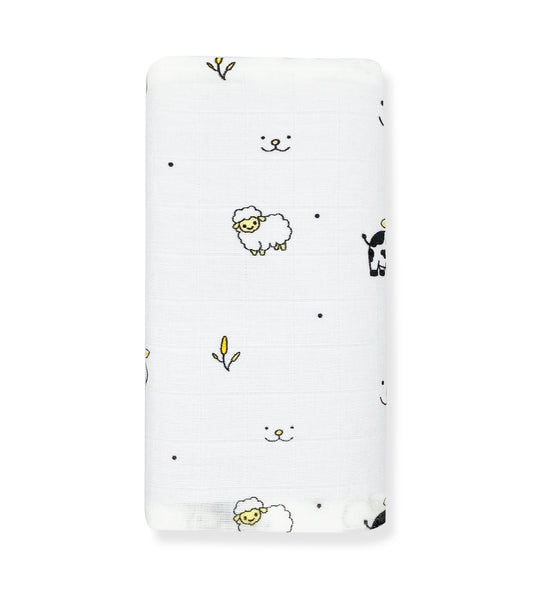 Soft Cotton Muslin Swaddle / Towel -Farmland - zizuka