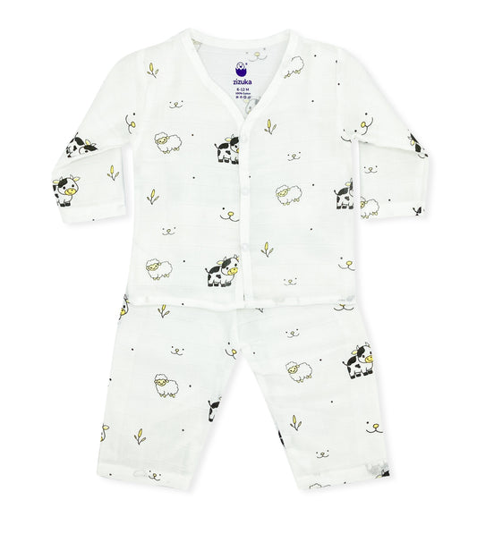 Full sleeve Jabla Pyjama Set 100%Cotton Muslin -Farmland - zizuka