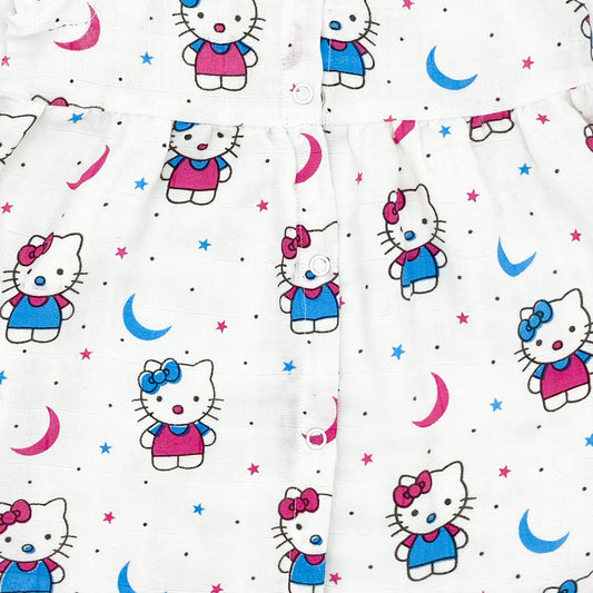 Muslin Frock for Baby Girl -Cap Sleeve -Kitty - zizuka