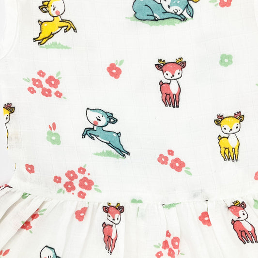 Muslin Frock for Baby Girl - Sleeveless Organic Cotton -Fawn - zizuka