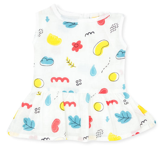 Muslin Frock for Baby Girl - Sleeveless Organic Cotton -Season - zizuka
