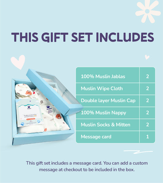 Newborn Baby Gift Set - Muslin Essential Hospital Kit 10 Pc Box - zizuka