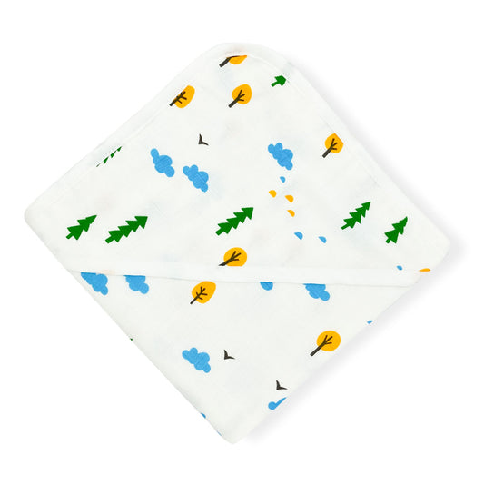 Muslin Hooded Towel/Blanket - 100% Cotton- Tree - zizuka