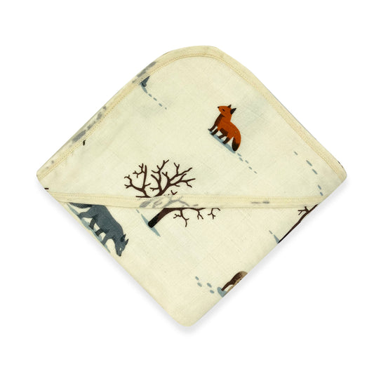 Muslin Hooded Towel -100% Cotton -Animal - zizuka