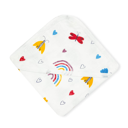 Muslin Hooded Towel for Baby-6 Layer 100% Cotton -Dragon Fly - zizuka