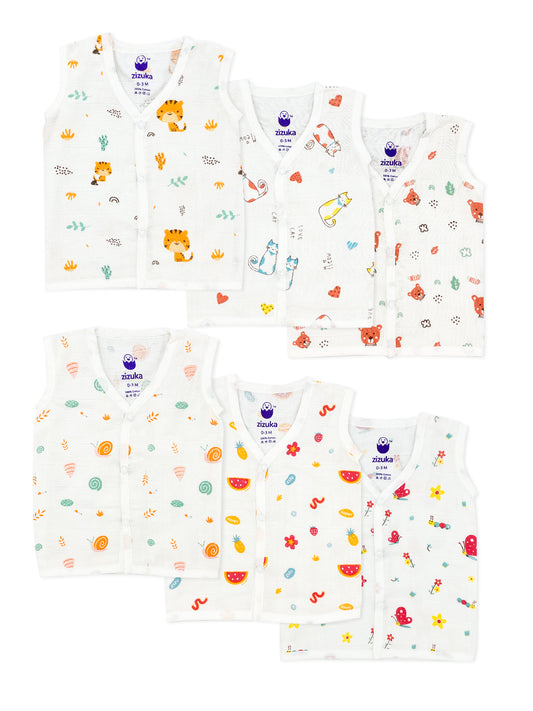 Sleeveless Baby Jabla -100% Muslin Cotton - Pack of 6 - zizuka