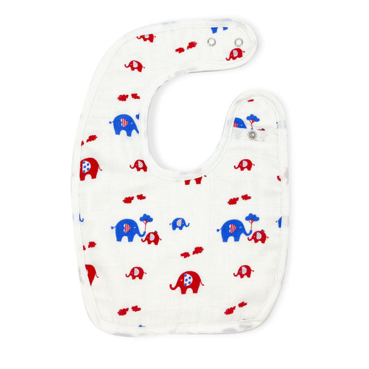 Organic Muslin Baby Bib -Red Elephant - zizuka