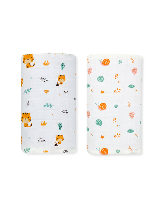 Best Combo- 100% Muslin Swaddle - Towel(Pack of 2) - zizuka