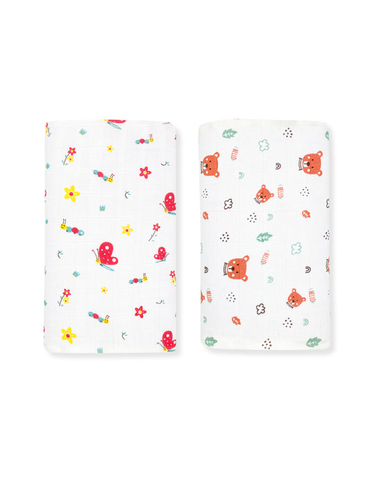 Best Combo- 100% Muslin Swaddle- Towel (Pack of 2) - zizuka