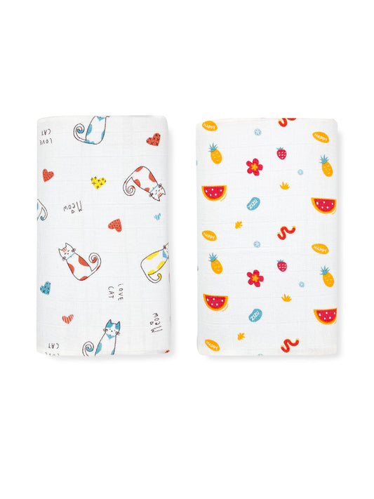 Combo- 100% Muslin Swaddle- Baby Towel(Pack of 2) - zizuka