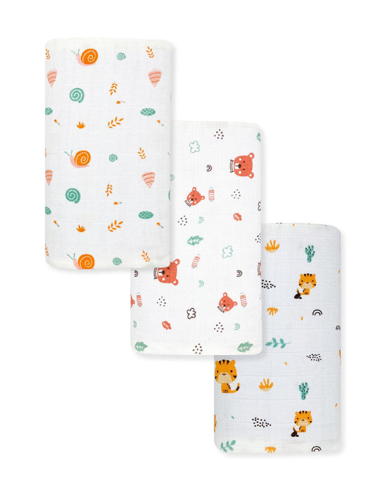3 in 1 - 100% Muslin Swaddle / Towel Combo(Pack of 3) - zizuka