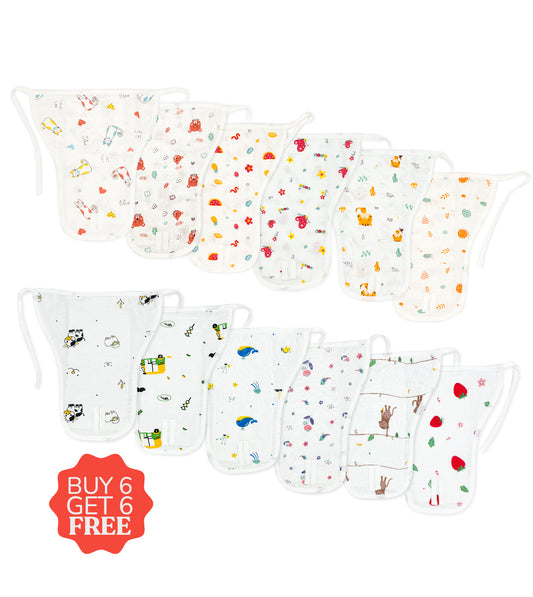 Buy 6 Get 6 Free Muslin Nappy -100% Cotton, 4 Layered Extra Soft Langots - zizuka