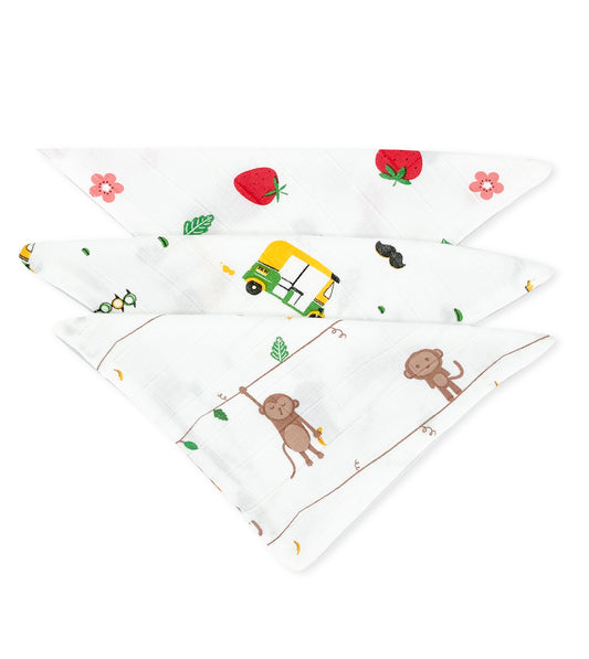 Muslin Baby Face Wipe Clothes - Newborn Napkin -Pack of 3 - zizuka