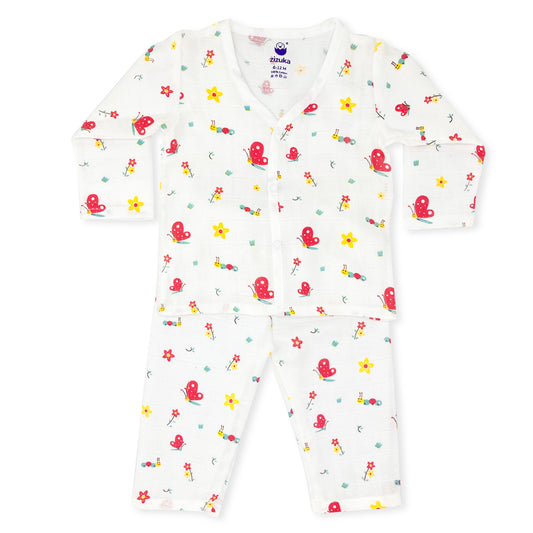 Buy 2 Get 1 Free - Baby Night Suit / Muslin Jabla-Pyjama Set Combo - zizuka