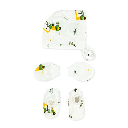Soft Muslin Cotton Newborn Baby Cap, Mitten & Socks Set – Riksha