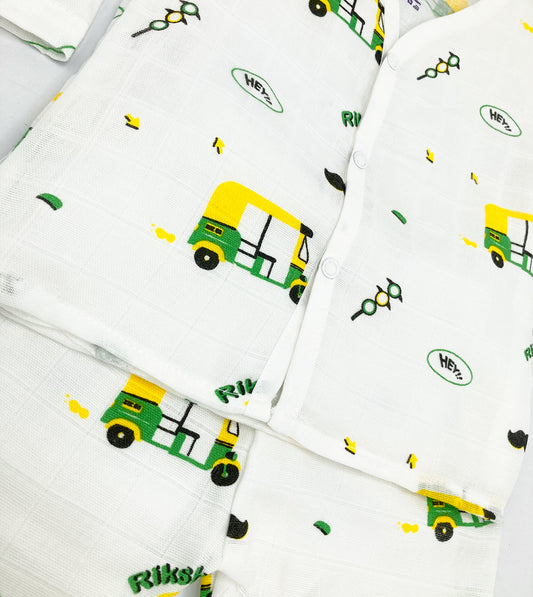 Full sleeve Jabla Pyjama Set 100%Cotton Muslin -Riksha - zizuka