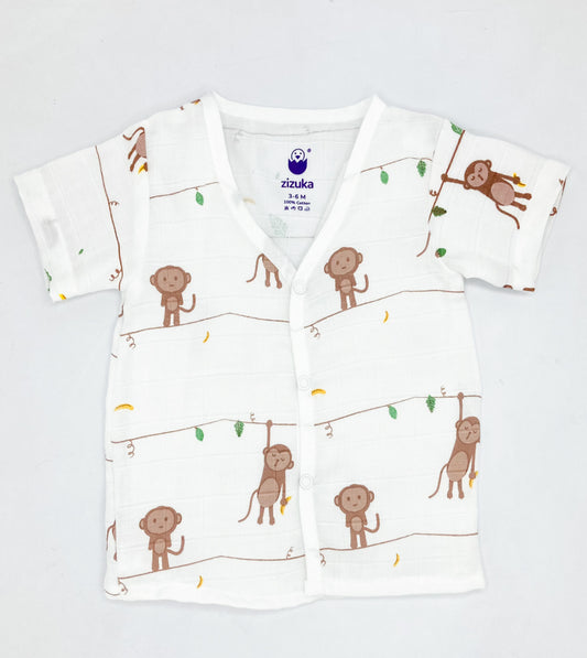Muslin Jabla Co Ord Set, Jabla Shorts - 100% Cotton -Monkey - zizuka