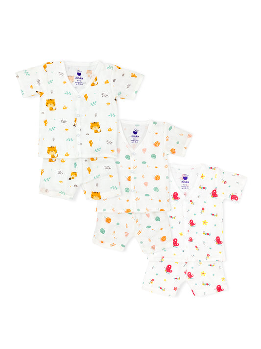 Jabla Co Ord Set / Jabla Shorts - Muslin Cotton -Combo (Pack of 3) - zizuka