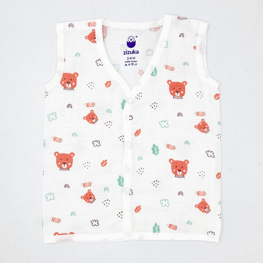 Sleeveless Jabla Co Ord Set / Jabla Shorts - 100% Muslin Cotton -Hello Teddy - zizuka