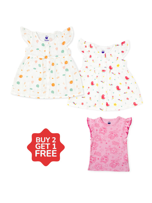 Freedom Combo -Muslin Frocks Set -Buy 2 Get 1 FREE - zizuka