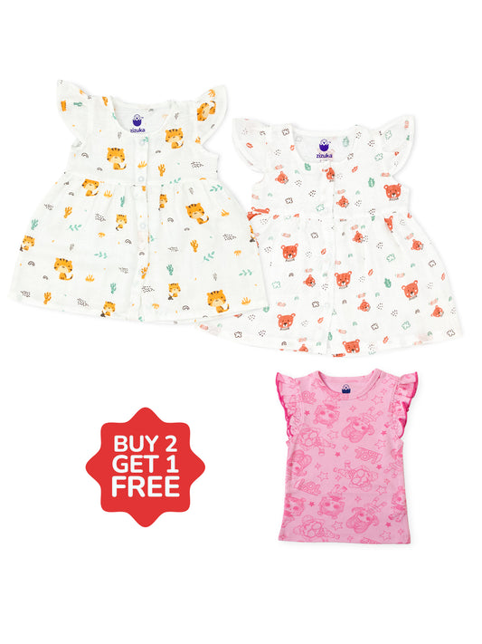 Freedom Combo -Muslin Frocks Set -Buy 2 Get 1 FREE - zizuka