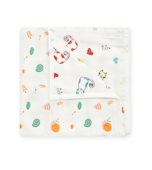 3-Layer Reversible Muslin Baby Blanket for Newborns - zizuka