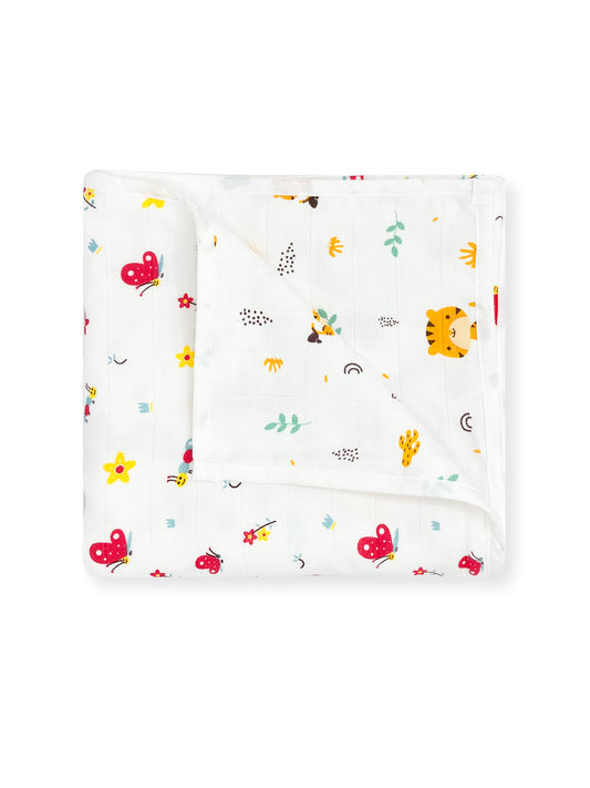 Reversible 3-Layer Muslin Baby Blanket - zizuka