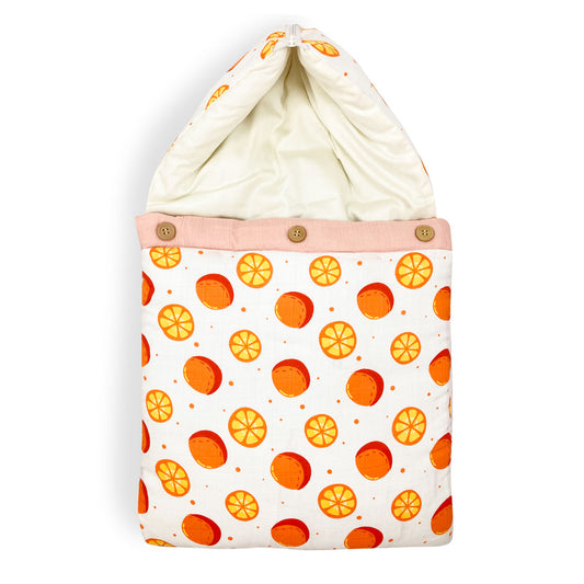 Organic Muslin Carry Nest for Baby -Traveling bed Soft Cotton - Orange - zizuka