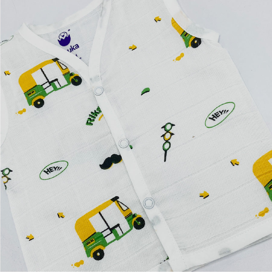 must have baby essentials: baby cotton muslin sleeveless jabla vest for summer