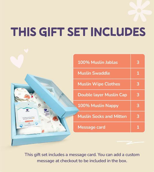 Hospital Kit /Gift for Newborn -100% Muslin Baby Essentials -16 Pc Gift Box - zizuka
