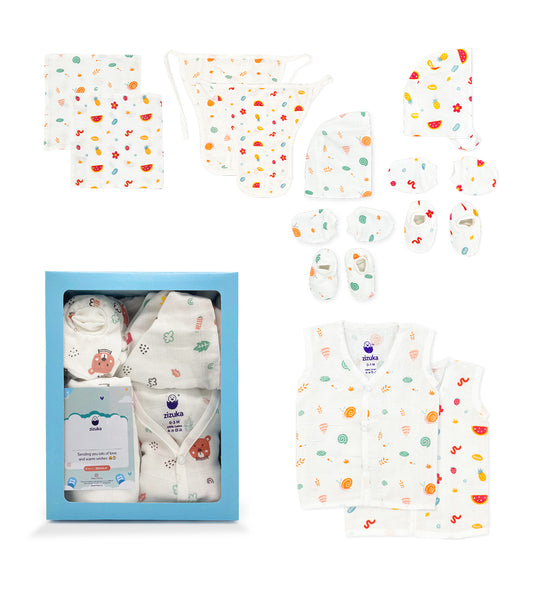 Newborn Baby Gift Set - Muslin Essential Hospital Kit 10 Pc Box - zizuka
