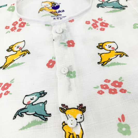 Full Sleeve Jabla, Pants/Pyjama Set Night Suit - Muslin -Fawn - zizuka