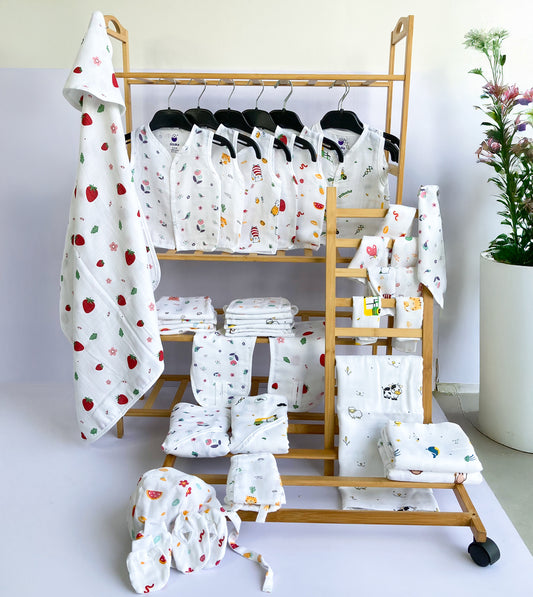 Newborn Baby Welcome Bundle - Muslin Essential Hospital Kit-44 Pcs