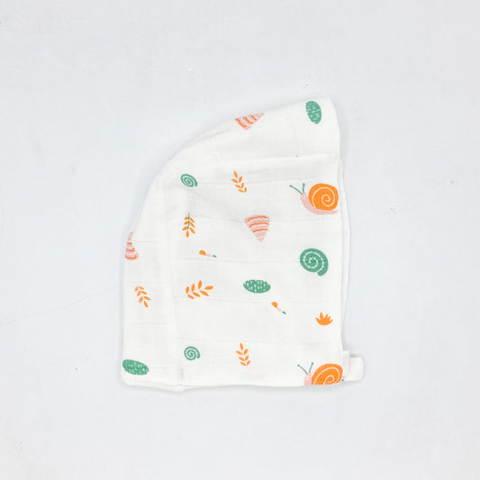 Double Layer Newborn Muslin Baby Cap Mitten Booties Set- Snail - zizuka