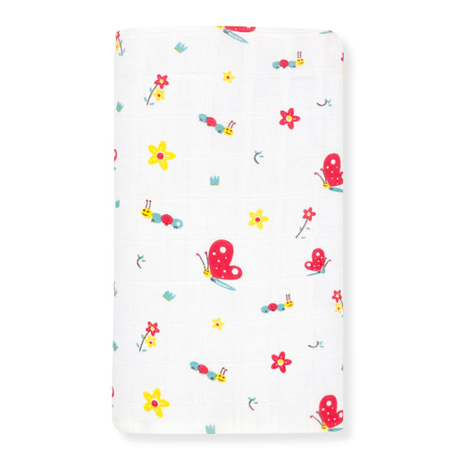 100% Soft Cotton Muslin Swaddle / Towel - Butterfly - zizuka
