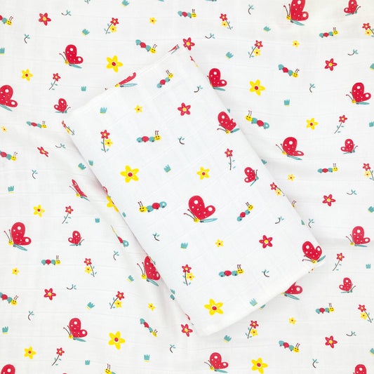 100% Soft Cotton Muslin Swaddle / Towel - Butterfly - zizuka
