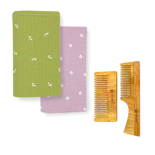 Neem Comb -Muslin Swaddle -Mom Essential Anti Hair Fall Kit - zizuka