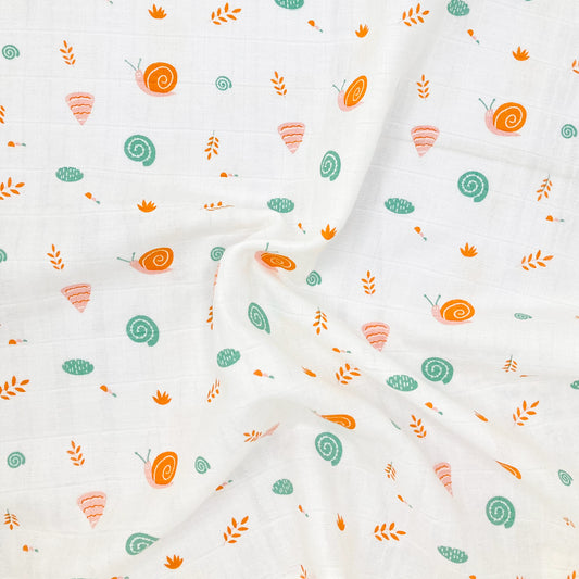 100% Soft Cotton Muslin Swaddle / Towel - Snail - zizuka