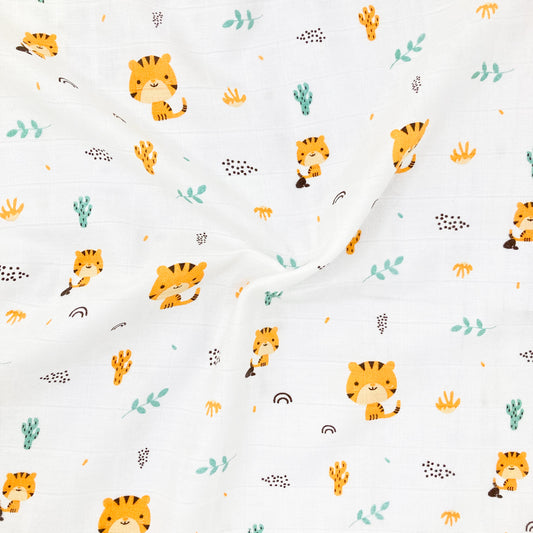 100% Soft Cotton Muslin Swaddle / Towel - Tiger - zizuka