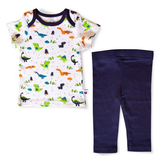 TShirt & Pants -Pyjama Set - Dino world T-shirt Navy Blue Pants - zizuka