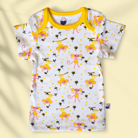 TShirt & Pants -Pyjama Set -Naughty Monkey T-shirt - Yellow Pants - zizuka