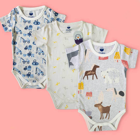 BUY 2 Pattern Printed Bodysuit/Onesie & Get 1 FREE - 100% Premium Cotton - zizuka