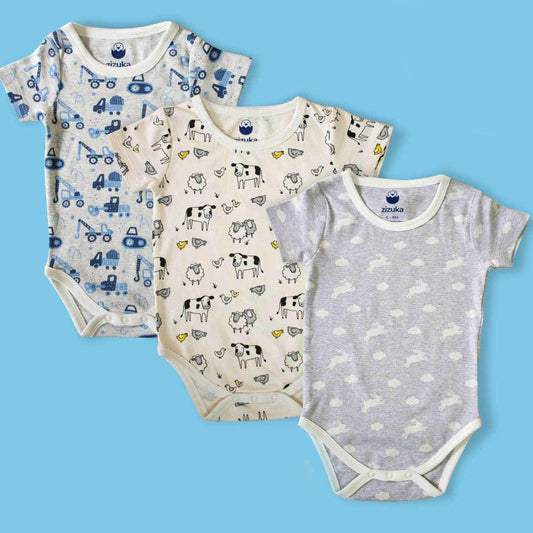 BUY 2 Pattern Printed Bodysuit/Onesie & Get 1 FREE - 100% Premium Cotton - zizuka