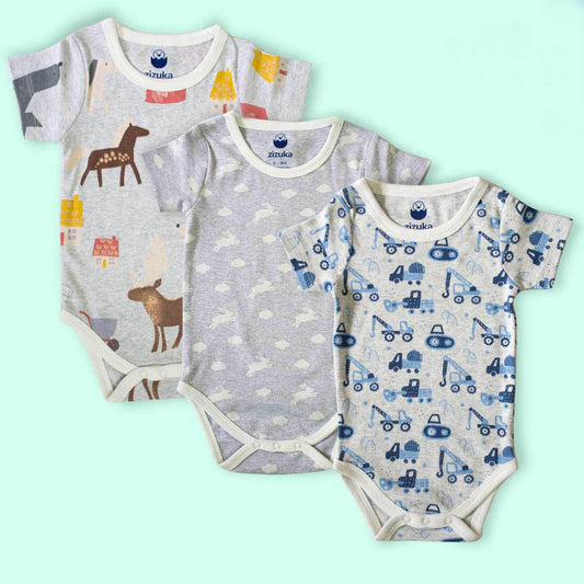 BUY 2 Pattern Printed Bodysuit/Onesie & Get 1 FREE - 100% Premium Cotton - zizuka