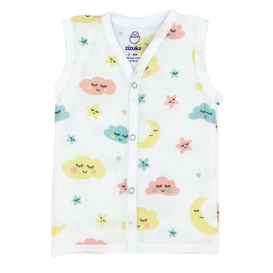 100% Cotton Muslin Jabla - Clouds & Stars - zizuka