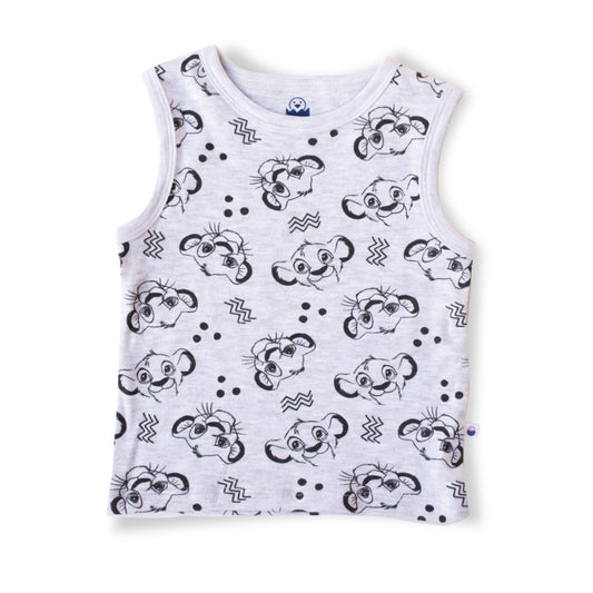 Tank Top Cotton T-shirt | Sleeveless TShirt | Grey Tiger - zizuka